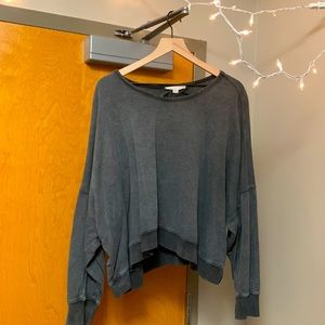 Dark Gray cropped sweater, slightly open back, thick material